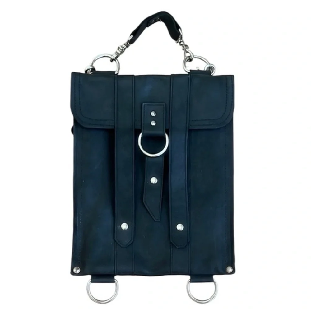 Copper River Company Baxter Messenger Crossbody Black Leather Bag unisex